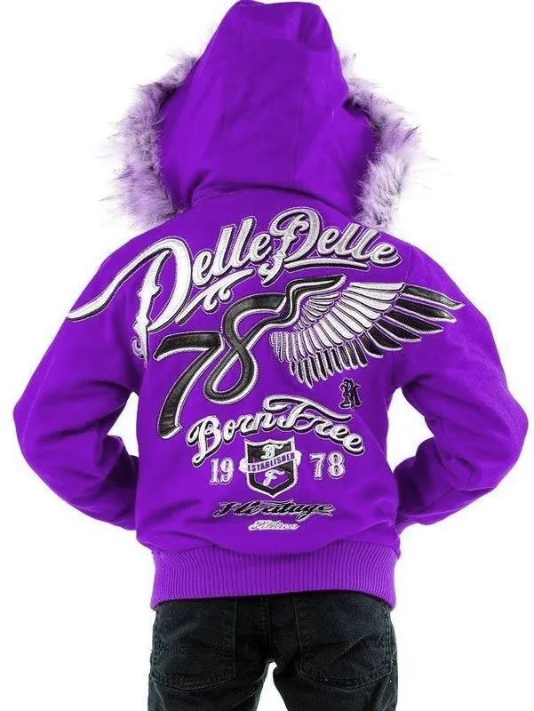 Pelle Pelle Kids 78 Born Free Purple, Wool Jacket, pelle pelle leather jacket, pelle pelle kids jacket, pelle pelle wool jacket
